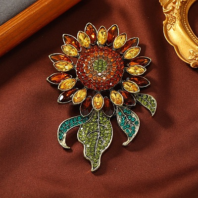 Sunflower Rhinestone Brooch Pin PW-WG45F59-01-1