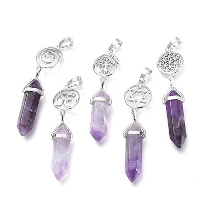 Natural Amethyst Pointed Big Pendants G-D0021-01P-06-1