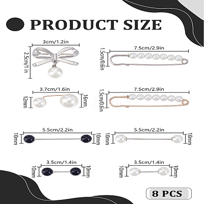 1 Set Alloy Resin Imitation Pearl Safety Pin Brooches Sets JEWB-LP0004-21-1