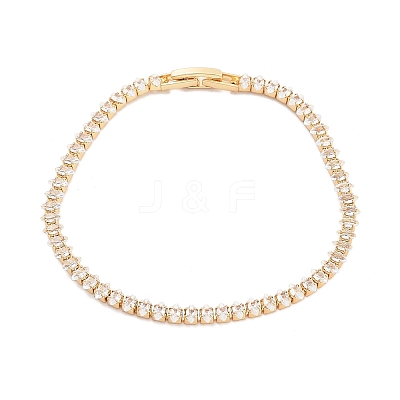 Brass Pave Clear Cubic Zirconia Horse Eye Link Bracelets BJEW-YWC0002-03A-G-1