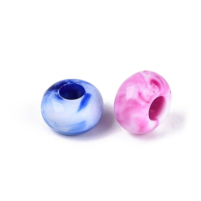 Two Tone Opaque Acrylic European Beads OACR-Q200-22-1