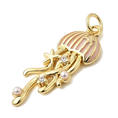 Brass Enamel Pendants KK-CJC0013-16G-01-1