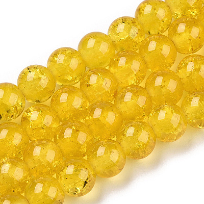 Baking Paint Crackle Glass Bead Strands DGLA-Q023-8mm-YS28-A-1