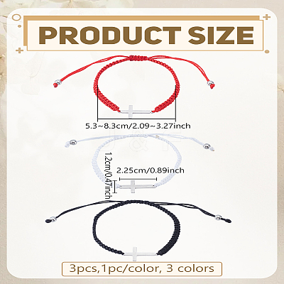 3Pcs 3 Colors Stainless Steel Link Bracelets BJEW-LP0012-20-1