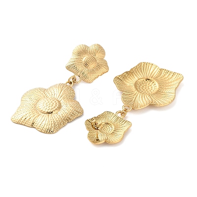 Stainless Steel Flower Stud Earrings for Women EJEW-Z074-03G-1