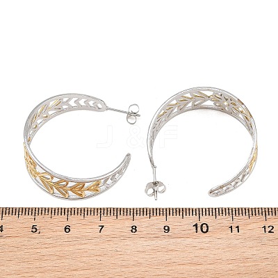304 Stainless Steel Flower with Leaf Stud Earrings for Women SA-CBA45D5-30GP-1
