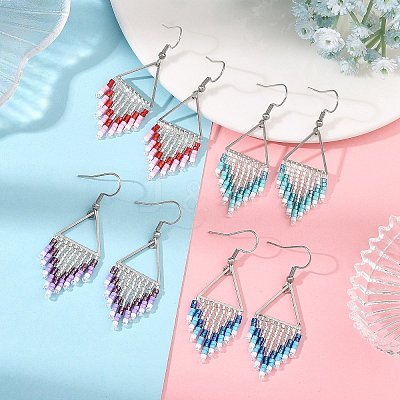Glass Dangle Earrings EJEW-MZ00813-1