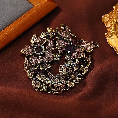 Butterfly Wreath Rhinestone Brooch Pin PW-WG3840C-02-1