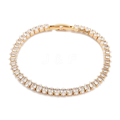 Brass Pave Clear Cubic Zirconia Horse Eye Link Bracelets BJEW-YWC0002-03B-G-1