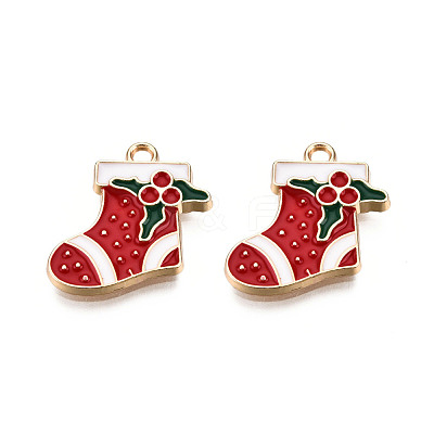 Golden Plated Alloy Enamel Pendants ENAM-T009-93-RS-1