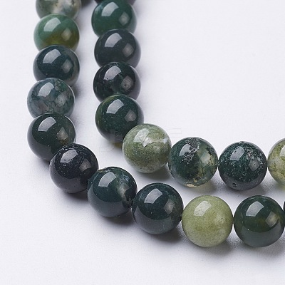 Natural Moss Agate Beads Strands GSR001-1