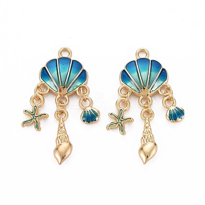 Alloy Enamel Pendants ENAM-S126-118B-NR-1