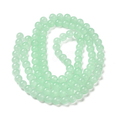 Baking Paint Imitation Jade Glass Round Bead Strands X-DGLA-Q021-8mm-22-1