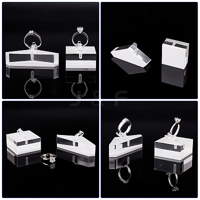 2 Sets 2 Styles Triangle & Square Acrylic Finger Ring Display Stands RDIS-GA0001-03-1