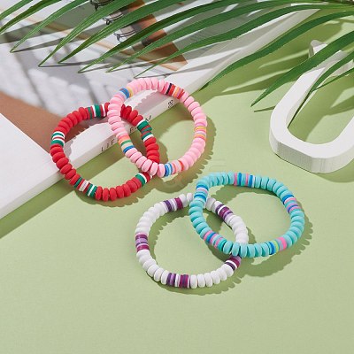 Handmade Polymer Clay Beaded Stretch Bracelets for Kids BJEW-JB05919-1