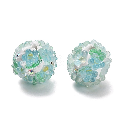 Polymer Clay Rhinestone Beads with Resin X-RESI-Z045-07-1