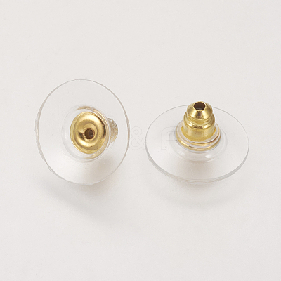 Brass Bullet Clutch Bullet Clutch Earring Backs with Pad KK-E446-14G-1