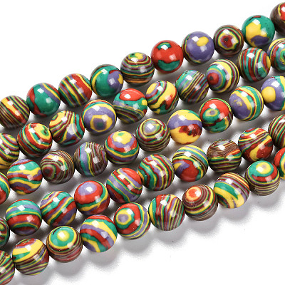 Synthetic Malachite Beads Strands G-I199-32-8mm-M-1