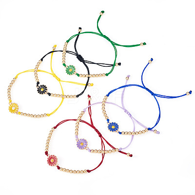 6Pcs 6 Colors Alloy Enamel Link Bracelets for Women BJEW-TAC0042-1