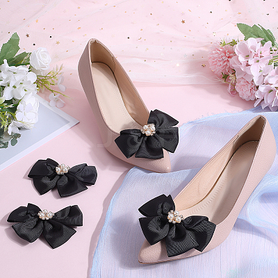 4Pcs Polyester Bowknot Shoe Decorations FIND-GF0006-41-1
