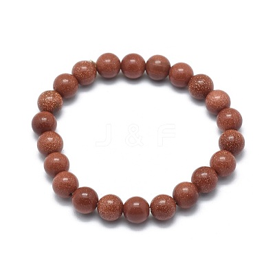 Synthetic Goldstone Beads Stretch Bracelets BJEW-G617-01B-01-1