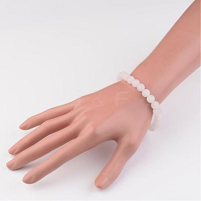 Natural Rose Quartz Beads Stretch Bracelets BJEW-JB02445-01-1