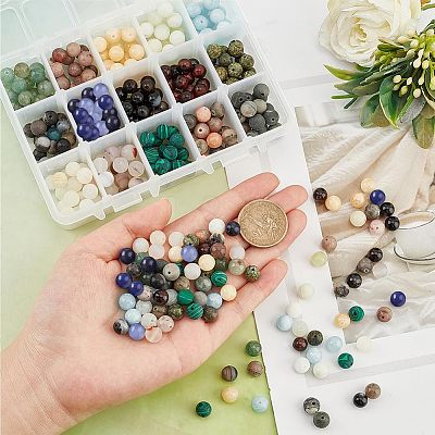 375Pcs 15 Styles Natural & Synthetic Gemstone Beads G-NB0003-87-1