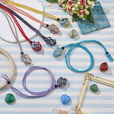 Braided Waxed Cotton Thread Cords Macrame Pouch Necklace Making AJEW-SW00022-15-1