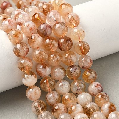 Heated Natural Citrine Beads Strands G-A262-A01-10mm-01-1