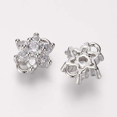 Brass Micro Pave Grade AAA Cubic Zirconia Links Connectors X-ZIRC-G086-13P-NR-1