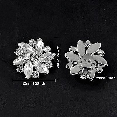 Alloy Rhinestone Shoe Clip Findings FIND-FG0001-02P-1