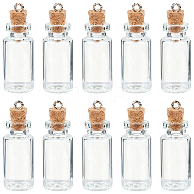 10Pcs Column Empty Glass Wishing Bottle Pendants AJEW-SC0001-91-1