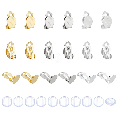 36Pcs 3 Colors 304 Stainless Steel Clip-on Earring Findings STAS-ME0001-63-1