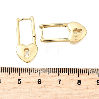 Brass Lock Hoop Earrings EJEW-Z121-03G-1