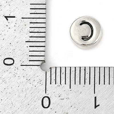 925 Sterling Silver Flat Round with Letter Beads LS-STER-G044-01AS-C-1