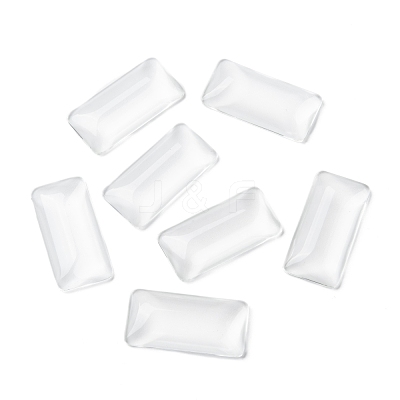 Transparent Rectangle Glass Cabochons GGLA-R025-38x19-1