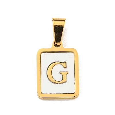 PVD Vacuum Plating 304 Stainless Steel Pave Natural White Shell Pendants STAS-S130-03G-G-1