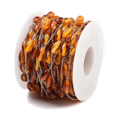 Handmade Oval Plastic Beaded Chains CHS-P019-11G-1-1