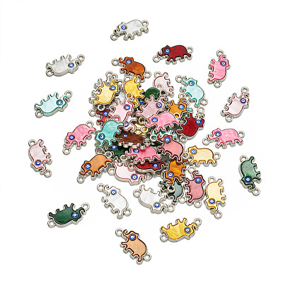 48Pcs 8 Colors Alloy Enamel Elephant Connector Charms ENAM-TA0001-80P-1
