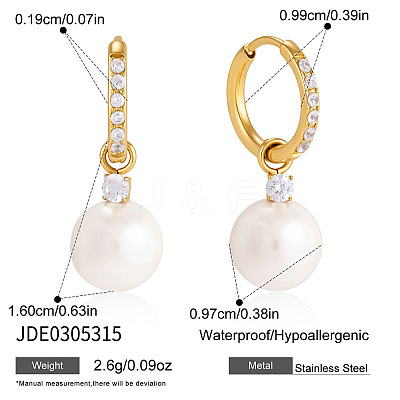 304 Stainless Steel Micro Pave Cubic Zirconia Hoop Earrings WG0470F-01-1