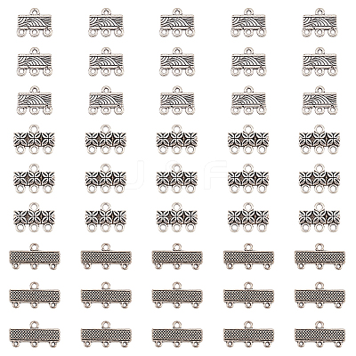 120pcs 3 styles Tibetan Style Alloy Flower/Rectangle Chandelier Component Links FIND-GO0003-62-1