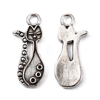 Tibetan Style Alloy Kitten Pendant Settings for Enamel PALLOY-A15359-AS-NF-1