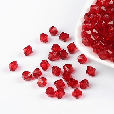 Faceted Bicone Transparent Acrylic Beads DBB6mm06-1