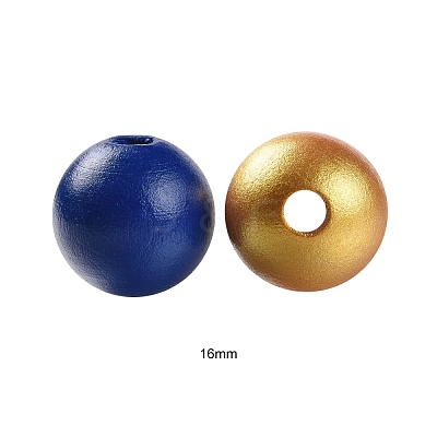 160 Pcs 4 Colors 4 July American Independence Day Painted Natural Wood Round Beads WOOD-LS0001-01A-1