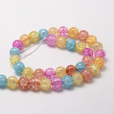 Crackle Glass Round Beads Strands CCG-E001-6mm-02-1