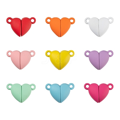 18 Sets 9 Colors Spray Painted Alloy Magnetic Clasps with Loops FIND-LS0001-65-1
