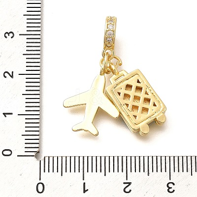 Brass Enamel Airplane & Luggage European Dangle Charms LS-KK-M309-22G-1