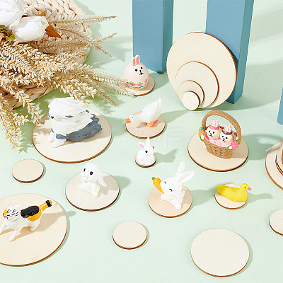 130Pcs 6 Style Flat Round Wood Chassis WOOD-FG0001-25-1