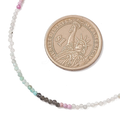 2MM Natural & Synthetic Mixed Gemstone Gradient Color Faceted Round Beaded Necklaces for Women NJEW-JN05865-02-1