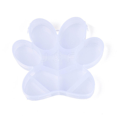 Paw Print 10 Grids Plastic Bead Storage Containers with Hinged Lid CON-T001-05-1
